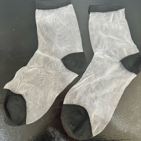 NWT Clear Mesh, Invisible Socks with Black Trim - Picture 2 of 3